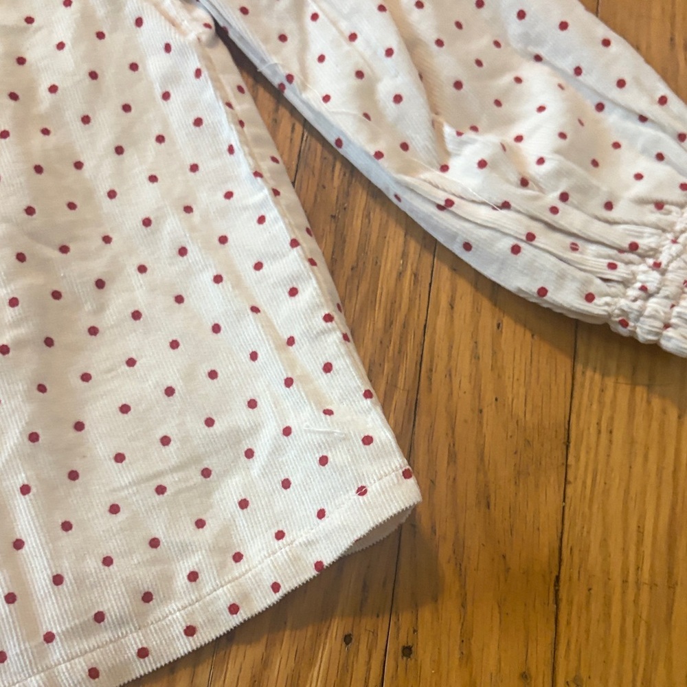 *Hanna Andersson Cream Button Down Corduroy Shirt with Polka Dots - Picture 8 of 9
